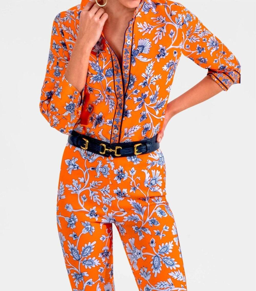 NEW GRETCHEN SCOTT boyfriend shirt in orange